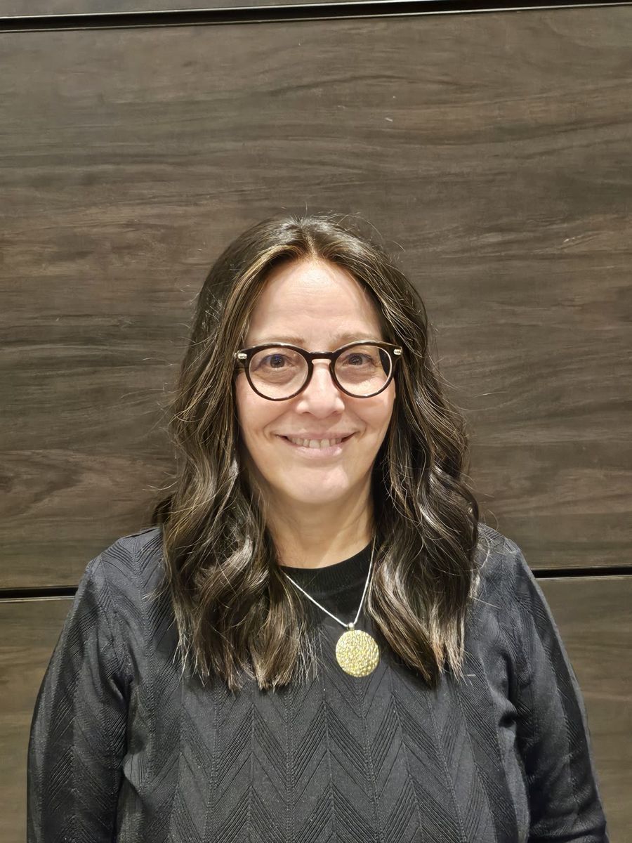 Brunette, layered shoulder length
