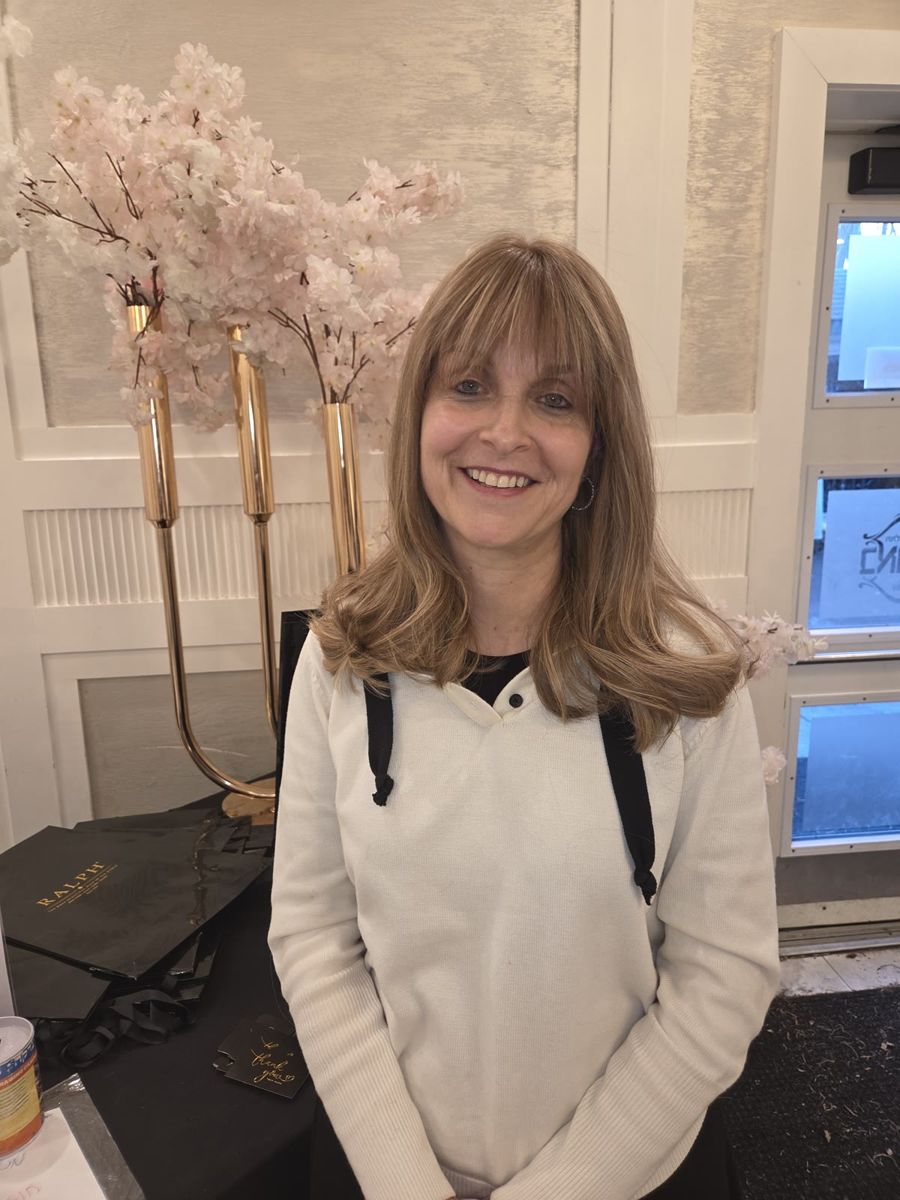 Light brown with bangs, shoulder length